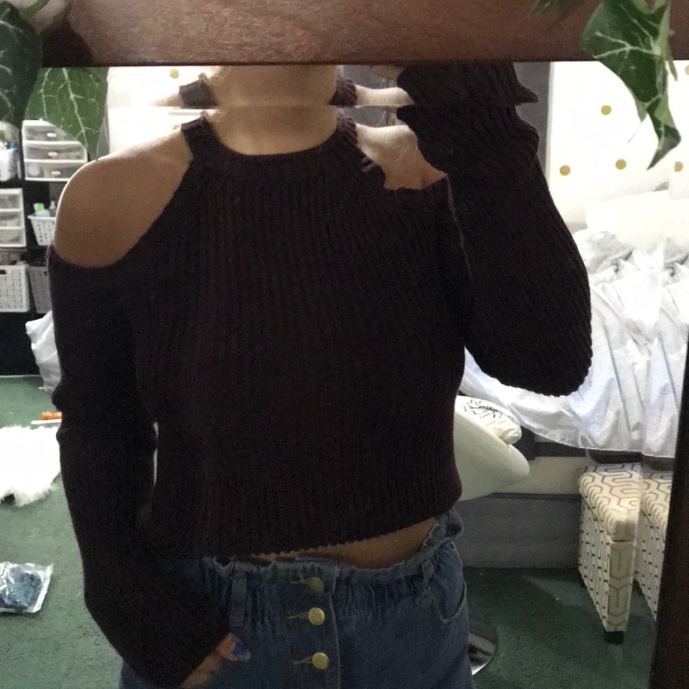 Forever 21 Cold Shoulder Purple Sweater